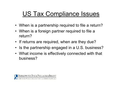 U.S. Income Tax Compliance