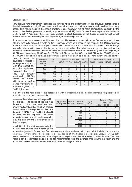 Sizing Guide Exchange Server 2003 - Fujitsu