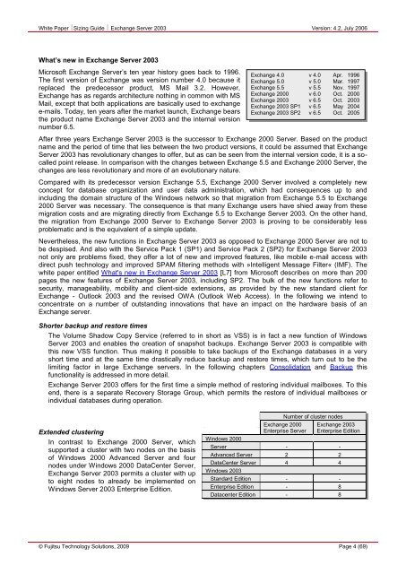 Sizing Guide Exchange Server 2003 - Fujitsu