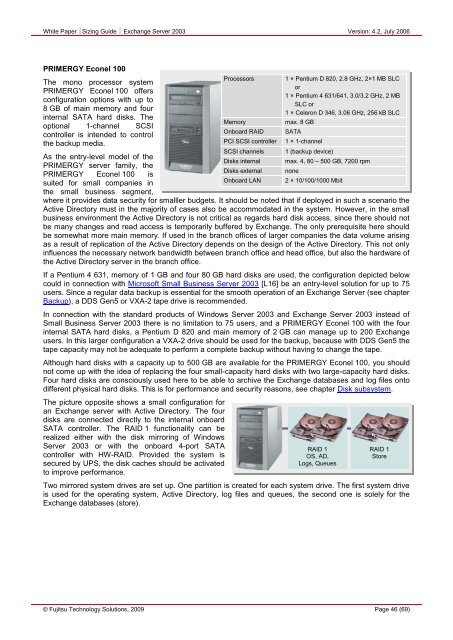 Sizing Guide Exchange Server 2003 - Fujitsu