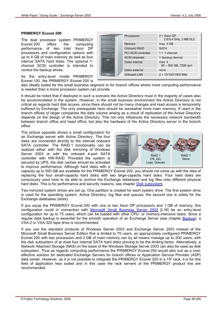 Sizing Guide Exchange Server 2003 - Fujitsu