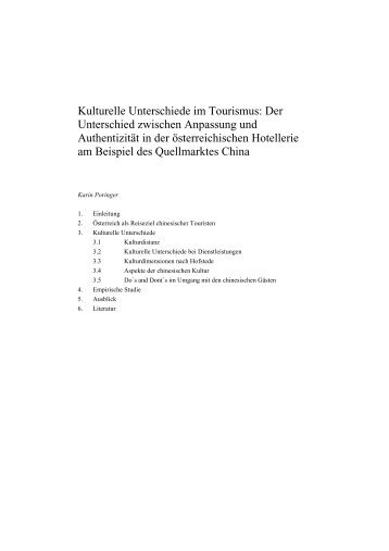 Kulturelle Unterschiede im Tourismus - TTR Tirol Tourism Research