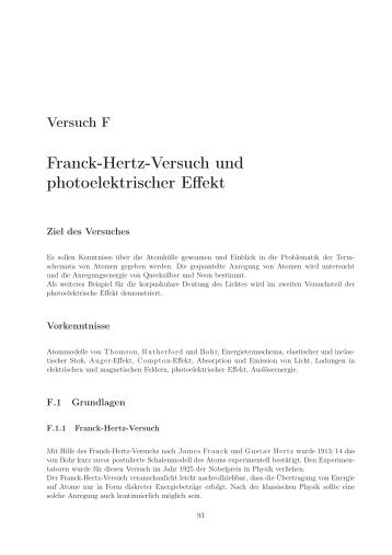 Franck-Hertz-Versuch und photoelektrischer Effekt