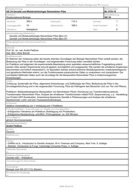 Modulhandbuch WiSe 13/14 - Technische Universität Braunschweig