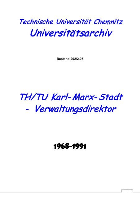 Verwaltungsdirektor - Technische Universität Chemnitz