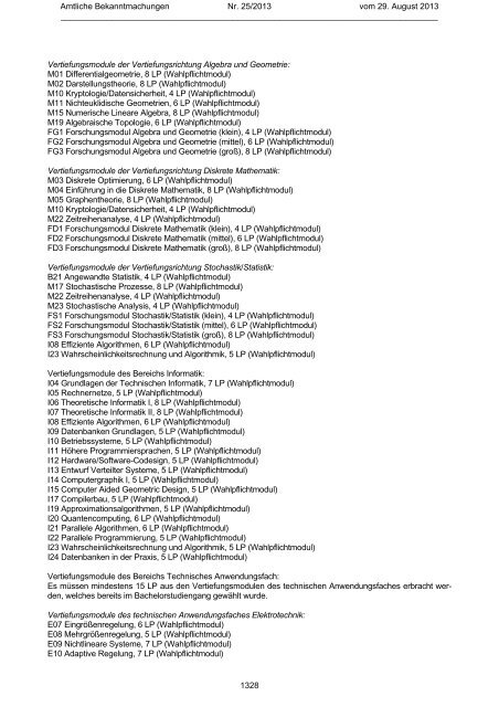 Studienordnung für den Studiengang Mathematik mit ... - TU Chemnitz