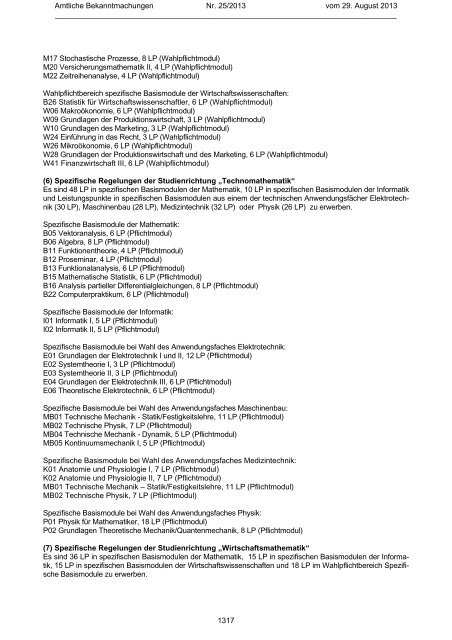 Studienordnung für den Studiengang Mathematik mit ... - TU Chemnitz