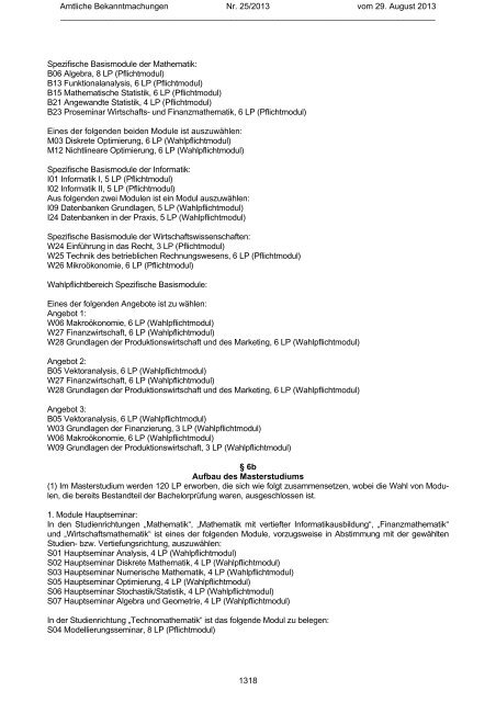 Studienordnung für den Studiengang Mathematik mit ... - TU Chemnitz