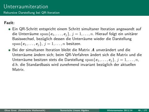 Numerische Lineare Algebra - TU Chemnitz