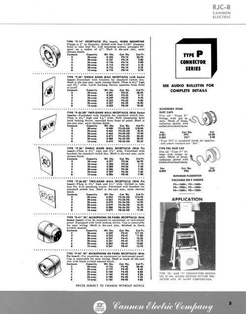 Cannon audio connector catalog RGC-8 - tubebooks.org