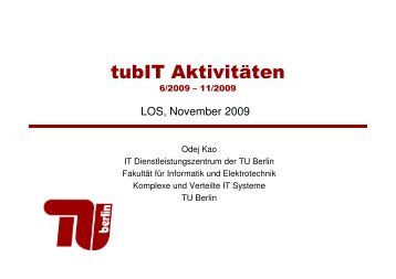 tubIT Aktivitäten - tubIT - TU Berlin