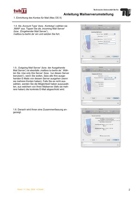 Anleitung Mailserverumstellung - tubIT - TU Berlin
