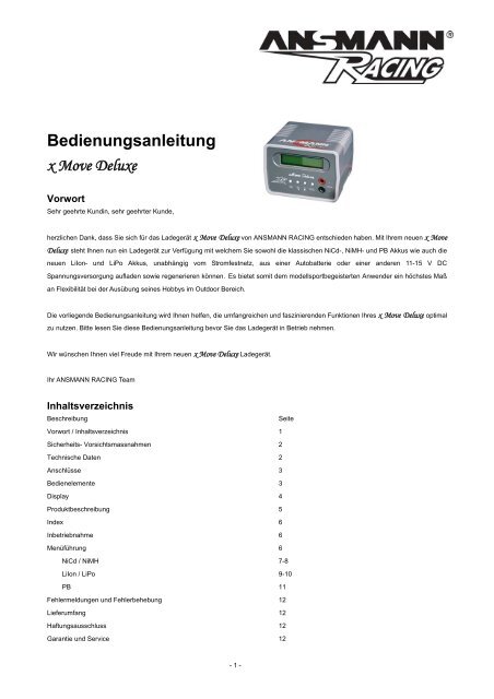 Bedienungsanleitung X Move Deluxe Ansmann