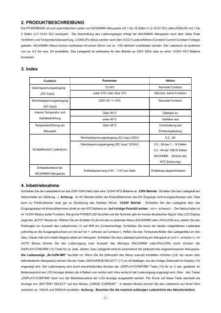 Bedienungsanleitung POWERBASE - Ansmann