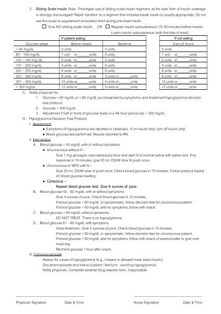 Lispro Sliding Scale Chart