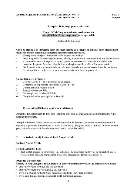 PROSPECT: INFORMAŢII PENTRU UTILIZATOR