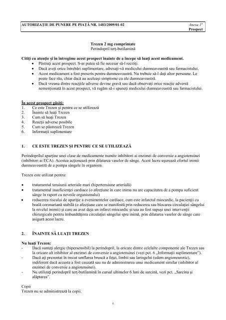 Trezen 2 Mg Comprimate Perindopril TerÅ£ ButilaminÄƒ CitiÅ£i Cu AtenÅ£ie