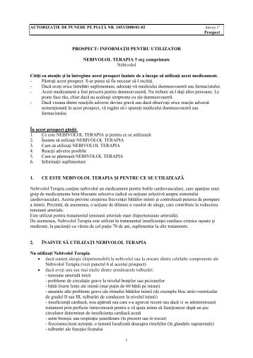PROSPECT: INFORMAŢII PENTRU UTILIZATOR NEBIVOLOL ...