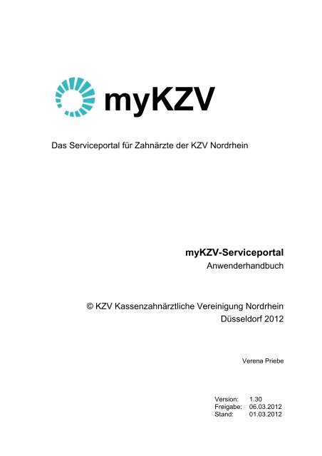 Handbuch zu myKZV - KassenzahnÃ¤rztliche Vereinigung Nordrhein