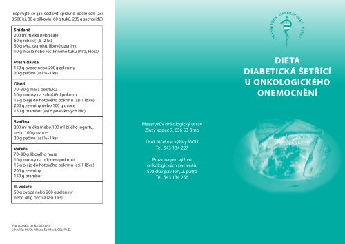 Dieta diabetická šetřící více - Masarykův onkologický ústav