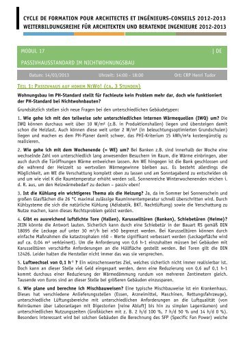 cycle de formation pour architectes et ingénieurs ... - CRP Henri Tudor