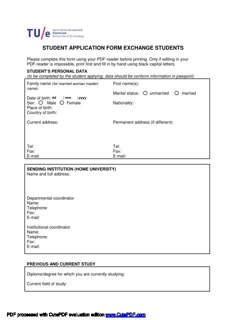 ECTS application form TU/e Electrical Engineering - Technische ...