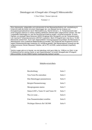 Datenlogger mit ATmega8 oder ATmega32 Mikrocontroller