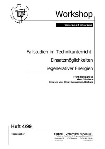 Fallstudien im Technikunterricht - Technik-Unterricht: Forum eV