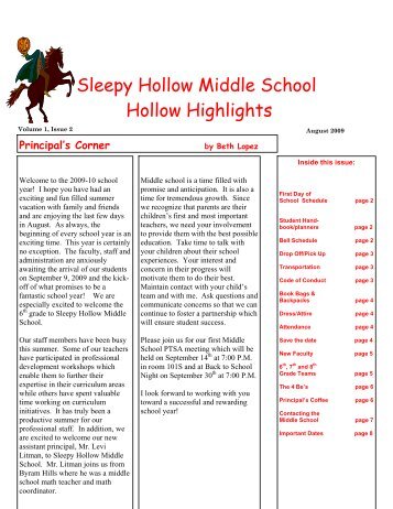 Sleepy Hollow Middle School Hollow Highlights - Union Free School ...