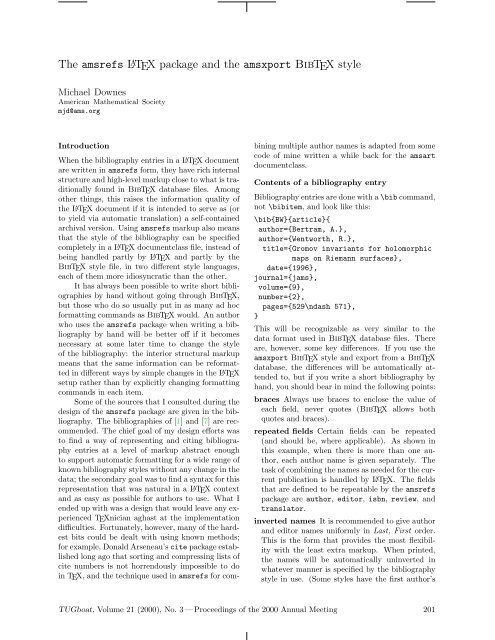 The Amsrefs Latex Package And The Amsxport Bibtex Style Tug