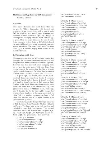Mathematical typefaces in TEX documents Amit Raj Dhawan ... - TUG