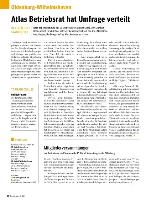 metallzeitung Küste Nr. 10 / 2014