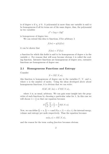 The Euler Equation and the Gibbs-Duhem Equation - TUG