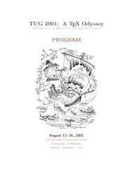 TUG 2001: A TEX Odyssey PROGRAM