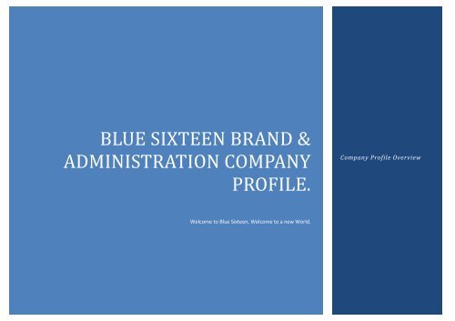 BLUE SIXTEEN BRAND & ADMINISTRATION COMPANY PROFILE.