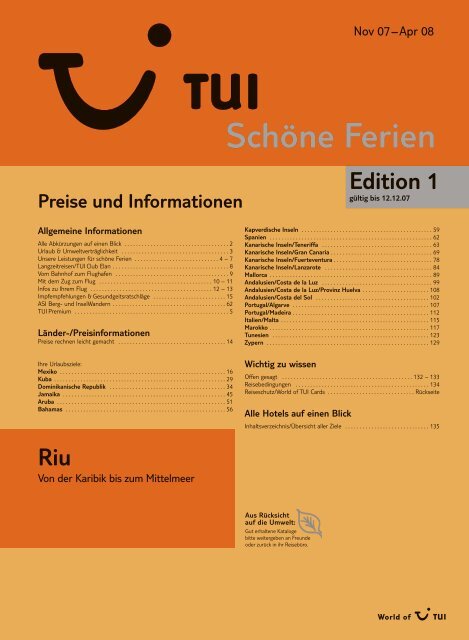 Unsere Leistungen fÃ¼r schÃ¶ne Ferien - tui.com - Onlinekatalog