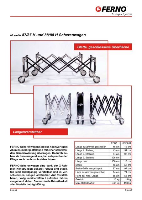 Scherenwagen mit Luftbereifung - FERNO Transportgeräte Gmbh