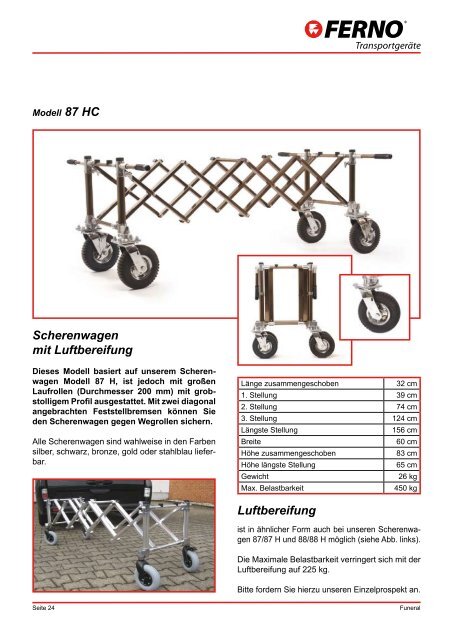 Scherenwagen mit Luftbereifung - FERNO Transportgeräte Gmbh