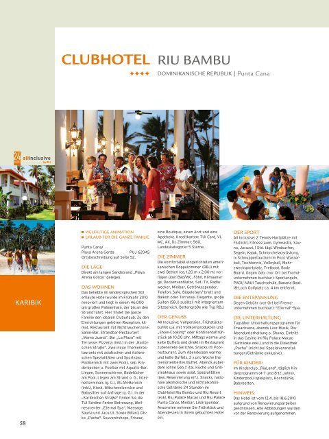 TUI - RIU: Hotels & Resorts - Sommer 2010 - TUI.at
