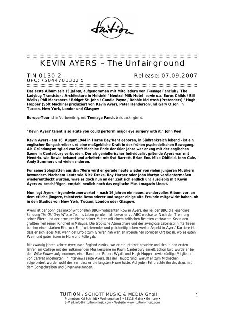 KEVIN AYERS â The Unfairground - TUITION