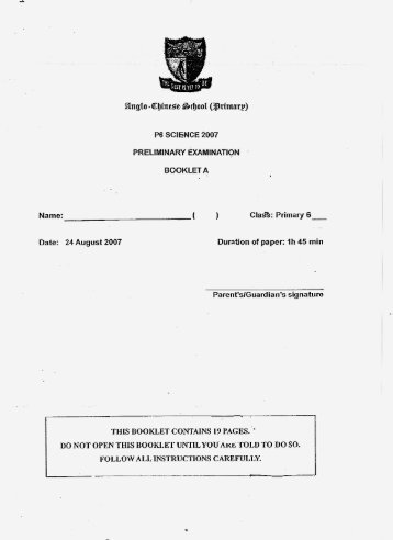 primary-six-science-prelim-ACS Exam paper Free Download