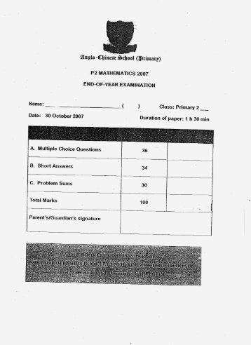 primary-two-maths-fianl-exam-acs Exam paper Free Download