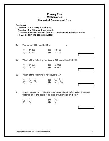 Primary Five Mathematics Semestral ... - FreeExamPapers
