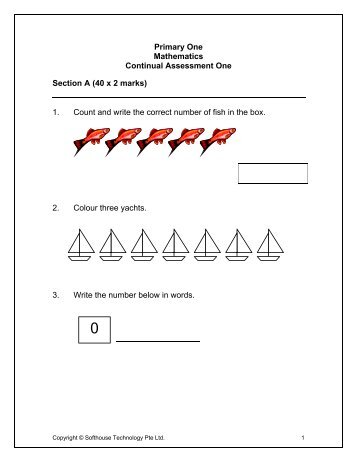 Primary One Mathematics Continual Assessment ... - FreeExamPapers