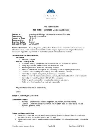 Homeless Liaison Assistant - Tulsa Public Schools