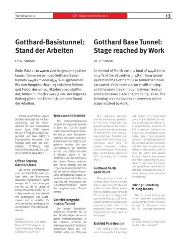 Gotthard-Basistunnel: Stand der Arbeiten Gotthard Base Tunnel ...