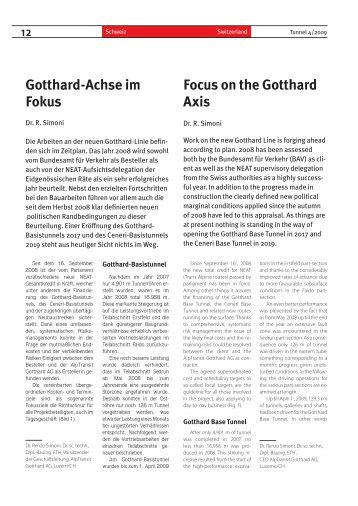 Gotthard-Achse im Fokus Focus on the Gotthard Axis - Tunnel