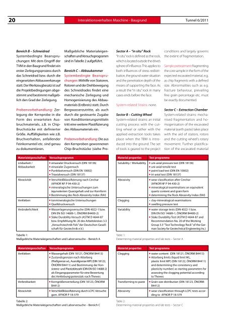 Maschinen- und verfah- renstechnische Charak- terisierung ... - Tunnel