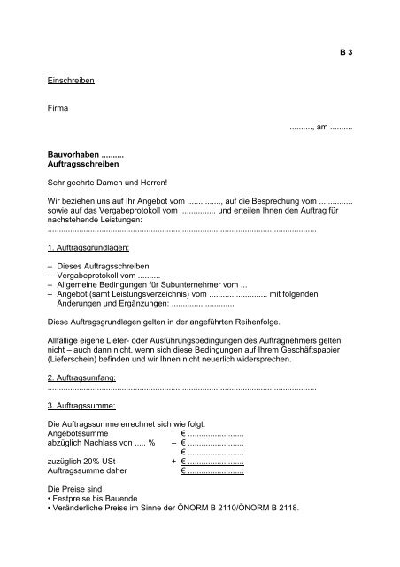 Auftrag Schreiben / Auftragsbestatigung Muster Information ...