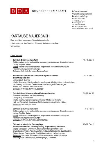 Kurse und Seminare - Restauro